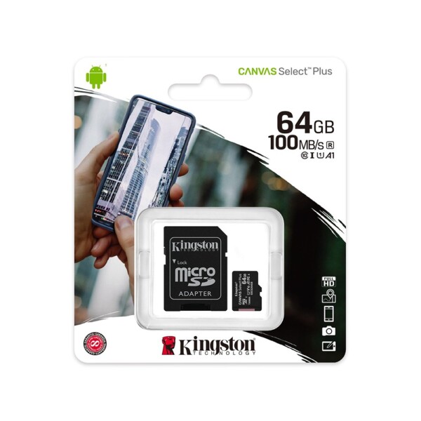 Memoria MicroSD 64gb Kingston Canvas Select Plus Clase10 100MB/s