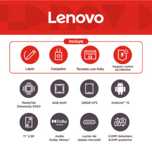 Tablet Lenovo IdeaTab 11" con Teclado Lápiz 128Gb/8Gb Ram Wi-Fi
